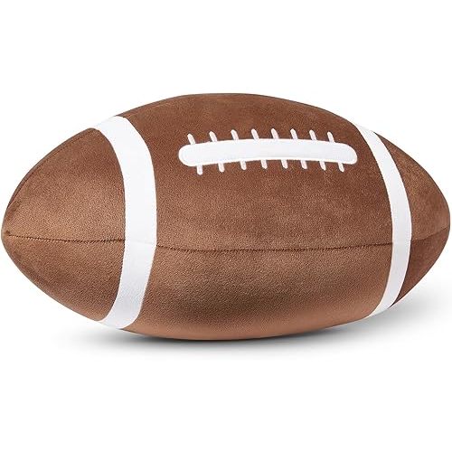 Amazon Basics Kids Plush Football Pillow, Soft Brown Room Décor, 15" L x 10" W