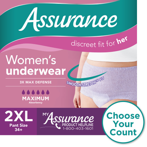 Assurance Women's Incontinence & Postpartum Underwear, 2XL, Maximum Absorbency (54 Count)