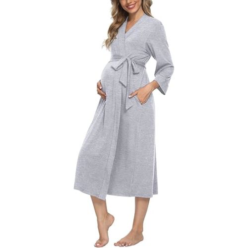 Xpenyo Women's Maternity Sleepwear,Labor/Delivery/Nursing/Hospital Nightgown Kimono Robes Long Pregnancy Loungewear