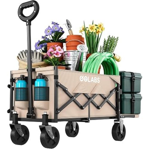 Golabs WA1 Collapsible Folding Wagon Cart, Max 220lb Load, Expands to 100L
