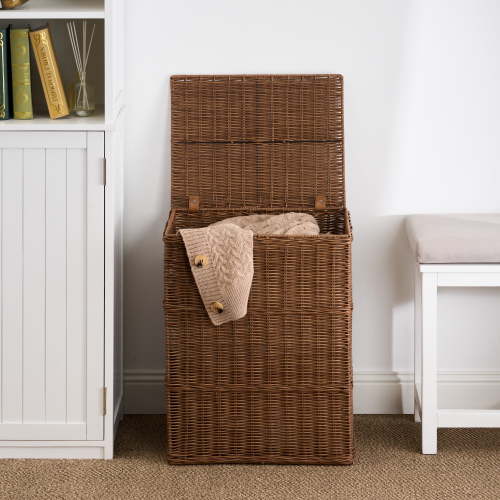 YIYADO Rectangular Woven Resin Wicker Laundry Hamper, 17.3" x 13.8" x 23.6", Espresso Brown - Stylish, Durable & Breathable for Bedroom, Bathroom, Laundry Room