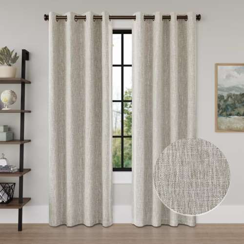 Linen Texture 100% Blackout Grommet Curtain Pair(2 panels)