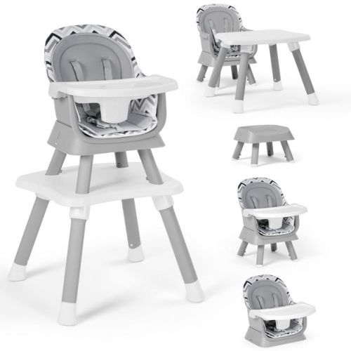 Kinder King 8 in 1 Baby High Chair, Coverts to Dining Booster Seat, Removable Tray & Double Seat Cover, Easy to Wipe, Wavy Grain
