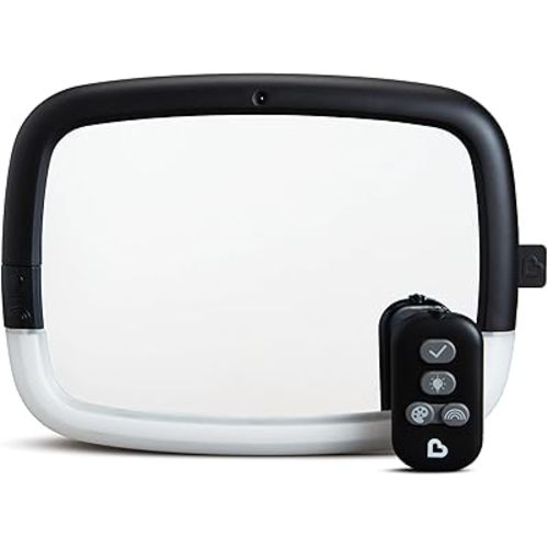 Munchkin® Baby Car Mirror, Night Light™ Pivot 360 Baby in-Sight® Adjustable Auto Mirror for Rear Facing Carseats, Black
