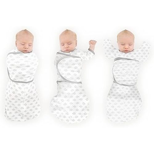 SwaddleDesigns 6-way Omni Swaddle Sack Arms Up Swaddle for Newborn, More Options to Calm Startle Reflex, Improves Sleep, Easy Transition Baby Sleep Sack, Small, 0-3 month, Tiny Hedgehogs