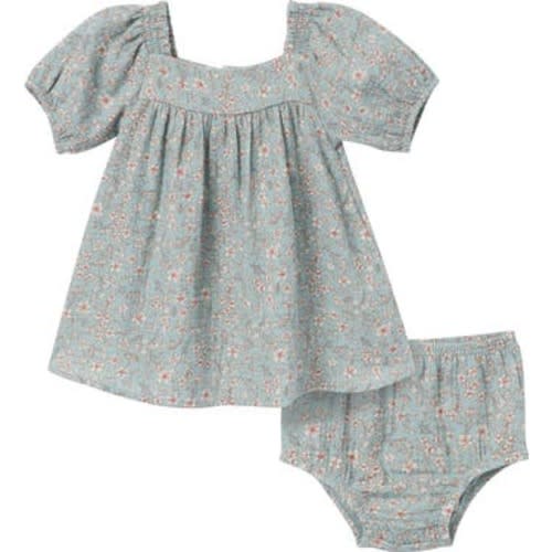 Puffed Sleeve Dress and Diaper Cover Set, 0-3M