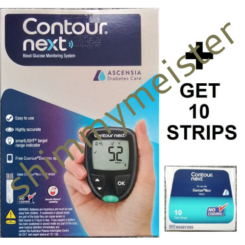 Bayer Contour Next Wireless Blood Glucose Meter Monitor + 10 Test Strips