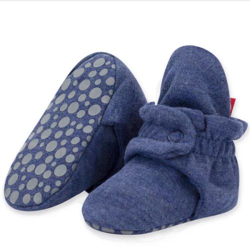 Organic Cotton Gripper Baby Booties - Heather Navy – Zutano
