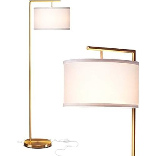 Brightech Montage Modern Floor lamp, LED Floor Lamp for Living Rooms & Offices - Tall Standing Lamp for Bedroom Reading - Corner Pole Lamp for Contemporary Home Decor - Gold, Antique Brass