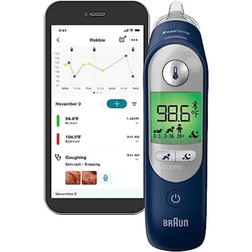 Braun ThermoScan 7+ Connect Digital Ear Thermometer for Kids, Babies, Toddlers and Adults – Fast, Gentle, and Accurate Results in 2 Seconds - Bluetooth Thermometer, IRT6575