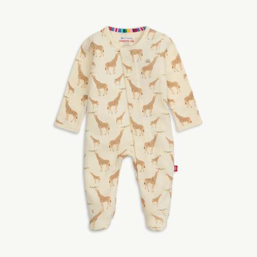 3-6M cream jolie giraffe organic cotton magnetic parent favorite footie – Magnetic Me