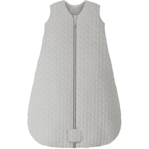 Baby Sleep Sack 0-6 Months TOG 2.5 Winter Baby Wearable Blanket, 100% Cotton Fabric Newborn Infant Sleeping Sack 2-Way Zipper Quilted Baby Sleep Bag, Warm Soft Grey