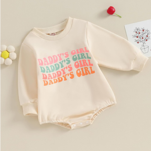 MoZiKQin Baby Girl Bubble Romper Newborn Daddys Girl Block Short Sleeve Onesie Jumpsuit Fathers Day Outfit Cute Clothes