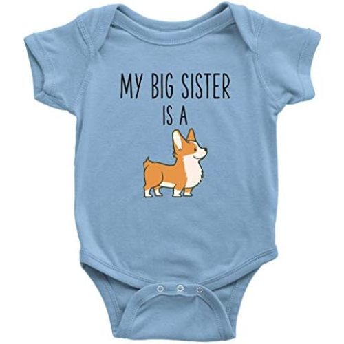 My Big Sister is A Corgi Baby Bodysuit Funny Dog Lover Baby Clothes Baby Boy Baby Girl Bodysuit