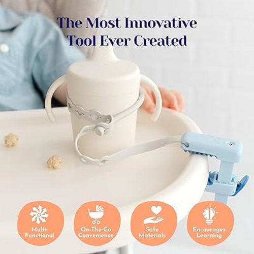 Premium Clip & Strap Set for Toddlers & Babies | Adjustable Toy Holder & Sippy Cup Strap | Keeps Bottles & Toys Off The Floor | Ideal for High Chairs, Car Seats & Strollers