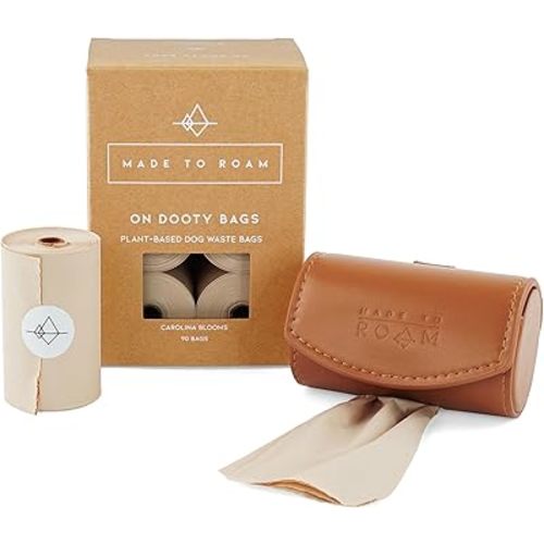 MADE TO ROAM On Dooty Pack - Premium Dog Poop Bag Holder for Leash, Vegan Leather Waste Bag Dispenser for Poop Bag Rolls (Set - Arizona Heartbeat, On Dooty Set (Holder + 1 Box of Bags))