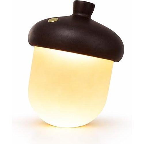 Acorn Night Light Wooden LED Lamp with 3 Color Modes Dimming Touch Control USB Rechargeable for Kids Nursery Bedroom Fall Harvest Decor, B