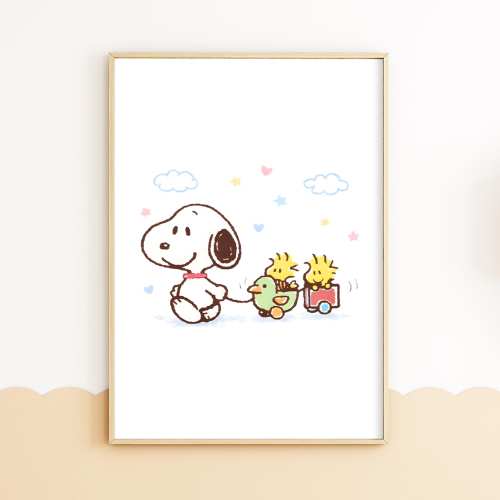 Baby Snoopy Woodstock Nursery Poster, Newborn Room Wall Art, Cute Snoopy Baby Print, Pastel Nursery Decor, Baby Shower Gift, Toddler Room
