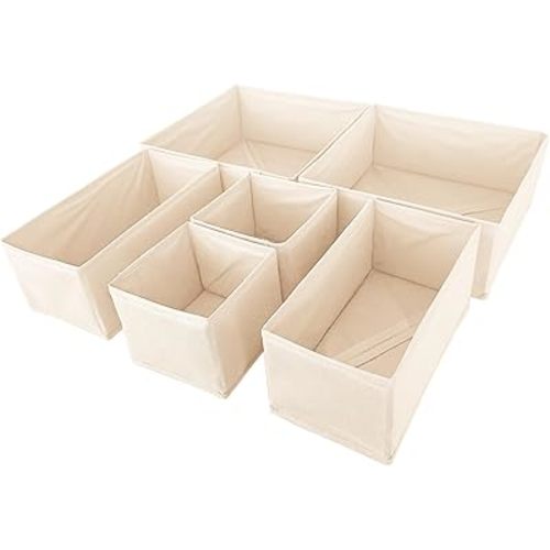 6 Pack Drawer Organizers for Clothing,Fabric Foldable Closet Organizers and Storage Dresser Drawer Dividers Storage Basket Bins for Clothes,Socks,Scarves,Ties,Underwear,Towels