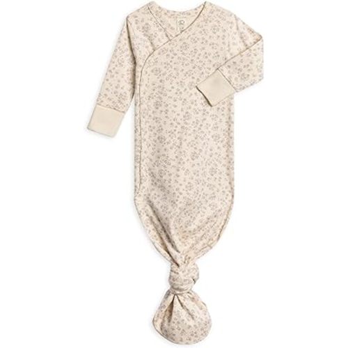 Colored Organics Baby Organic Cotton Newborn Knotted Gown - Infant Tie Gown with Mitten Cuffs - Boys and Girls Clothing