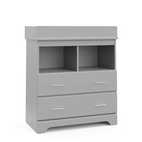 Storkcraft Brookside 2-Drawer Dresser with Changing Topper and Interlocking Drawers, Color: Pebble Gray