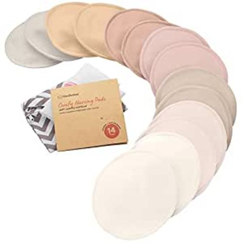 Amazon.com : Organic Bamboo Viscose Nursing Pads - 14 Washable Breastfeeding Pads, Wash Bag, Reusable Breast Pads for Breastfeeding, Nipple Pads for Breastfeeding, Breastfeeding Essentials (Neutrals, L 4.8") : Baby