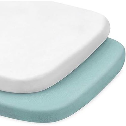 MEILA Bassinet Sheets Compatible with Dream On Me Karley Bassinet, Mini Crib Sheets for Boy Girl, 100% Jersey Cotton Bassinet Matress Sheet, Ultra Soft, Pack of 2(32"×16")