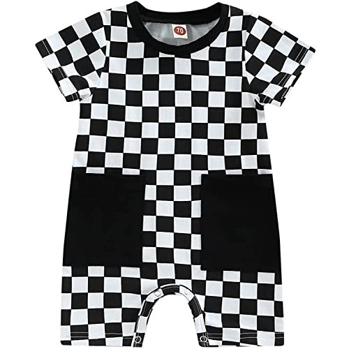 Ayalinggo Baby Boy Neutral Checkerboard Oversized T Shirt Romper Shorts Jumpsuit Summer Outfit Trendy Clothes Cute Clothing