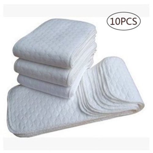 Triani 10Pcs Cloth Diapers Burp Cloth 3 Ply Cotton Baby Diaper Washable for Babies to Toddlers Multi-Use (10-35 lbs)White 10 Count(32*12cm)