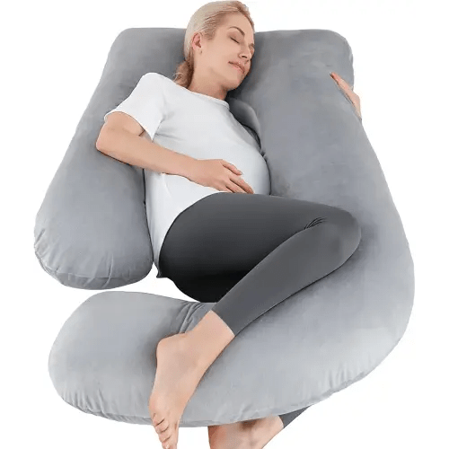 Sasttie Pregnancy Pillows for Sleeping, U Shaped Full Body Pillow for Side Sleepers, Maternity Pillow for Pregnant Women with Removable Velvet Cover, Pregnancy Must Haves, Grey