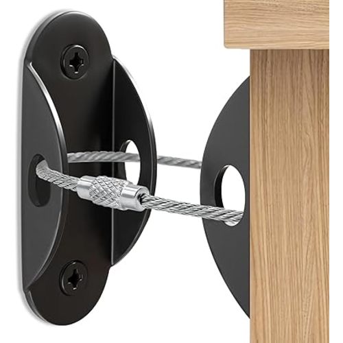 Utook Furniture Anchors for Baby Proofing, Anti Tip Furniture Anchor Securing 420lbs Tension Earthquake Resistant Metal Furniture Wall Anchor Prevent Baby Pet from Falling Furniture（16Pack，Black）