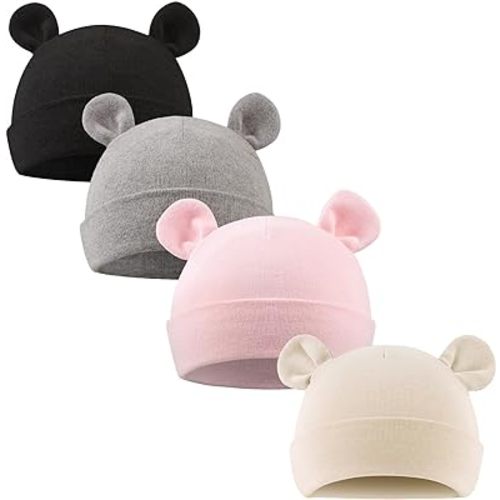 PESAAT Newborn Hospital Hat 0-12Months Preemie Boys Girls Beanie Solid Infant Baby Hats Autumn Winter