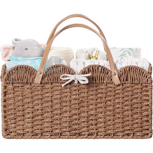 HBlife Baby Diaper Caddy Organizer, Paper Rope Nursery Storage Bin Baskets, Baby Shower Gifts