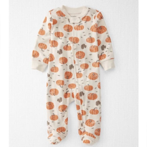 Baby Organic Cotton 2-Way Zip- Pumpkin Newborn