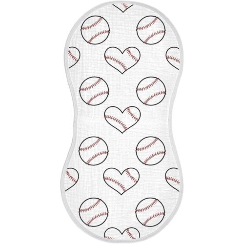 Baseball Print Muslin Baby Burp Cloths - Super Absorbent and Soft Burping Rags - Cotton Burp Clothes Set for Boys and Girls, 2 Pack