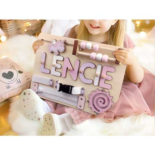 Wooden Busy Board, Personalized Name Puzzle with Pegs for Nursery Decor, Perfect Baby Christmas Gift & 1st Birthday Gift for Boys