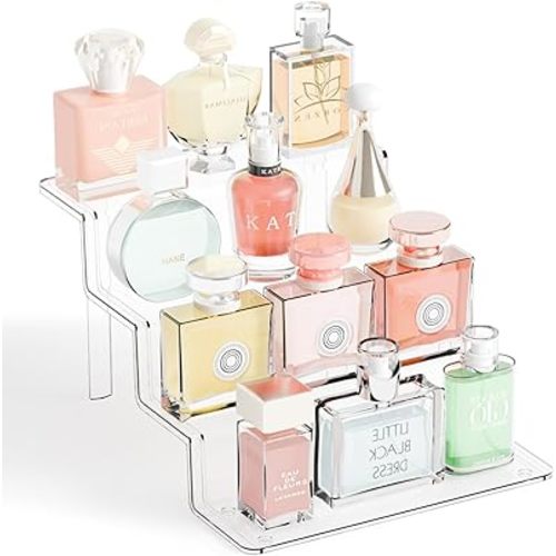 Yieach 4 Tier Acrylic Display Risers,Clear Acrylic Perfume Organizer,Perfume Holder and Cologne Stand,9 Inch Large Acrylic Stands for Display Food,Cupcake,Funko Pop,Figure,Collectibles and Spice Rack
