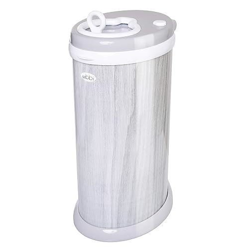 Ubbi Steel Diaper Pail, Odor Locking, No Special Bag Required, Award-Winning, Registry Must-Have, Woodgrain