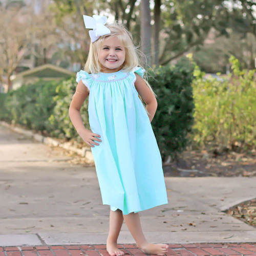 Lamb Smocked Mint Gingham Dress