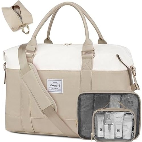 LOVEVOOK Travel Duffle Bag Women,Weekender Bag with Clear Toiletry Bag, Carry on Overnight Bag with Shoe Bag,Hospital Bags for Labor Delivery with Packing Cube