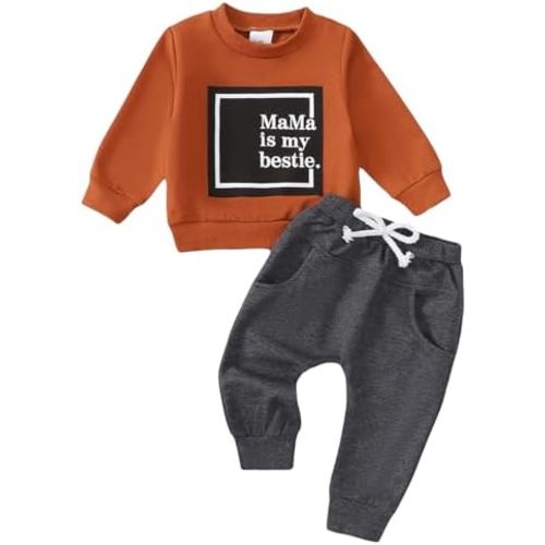 Yvowming Baby Boy Clothes Fall Clothes Truck Print Long Sleeve Pullover Tops + Pant Sets Toddler Winter Outfits