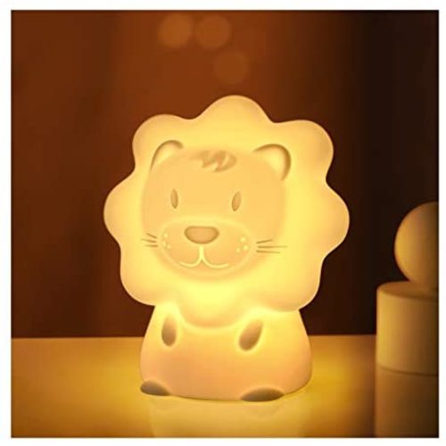 Cute Night Light for Kids – Paint Free Silicone Lion LED Nightlight, Nursery Lamp with Timer, for Toddler, Baby, Girls, Boys, Children Gift, Bedroom