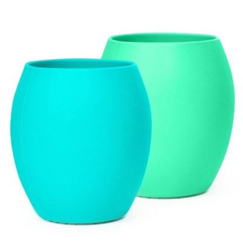 Silicone Baby Cups For Infant’s First Stage Training -2 Pack No Spill Sippy Cups For Toddlers Led Weaning, BPA Free