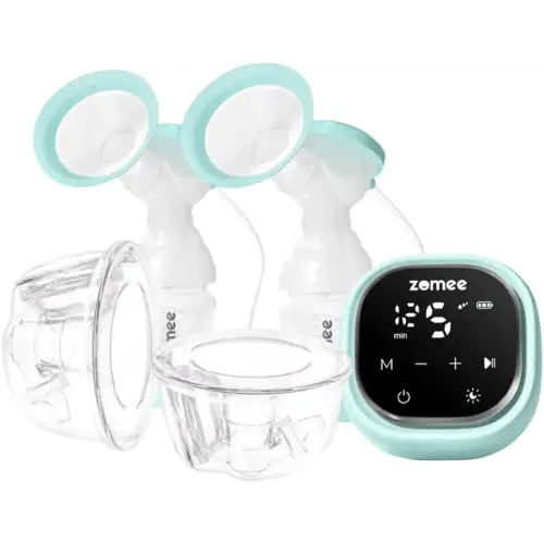 Zomee Z2 Double Electric Breast Pump Low-Noise, Discreet, Portable & Hands-Free Hospital-Grade 3 Pumping Style 19 Suctions Silicone Hands Free Collection Cups 8 OZ for Breastfeeding Nursing Mother