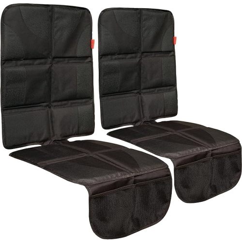 Lusso Gear Value Twin Pack Car Seat Protector, Thick Padding, 2 Mesh Storage Pockets, Waterproof, Protects Fabric or Leather Seats from Child Seats and Pets, Non-Slip Rubber Padded Backing
