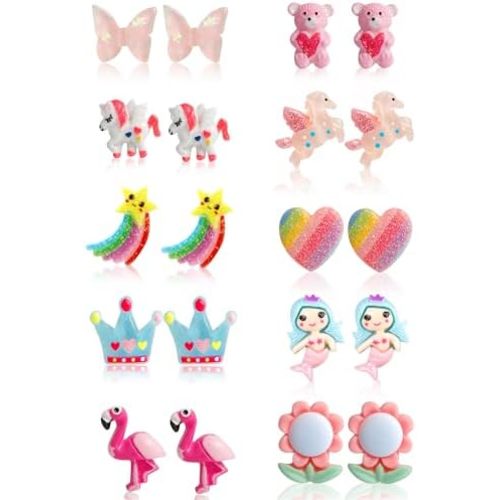 Clip On Earrings For Girls, 10/12/20/24/30/32 Pairs Hypoallergenic Kids Earrings, Cute And Great Gifts For Girls 4-12