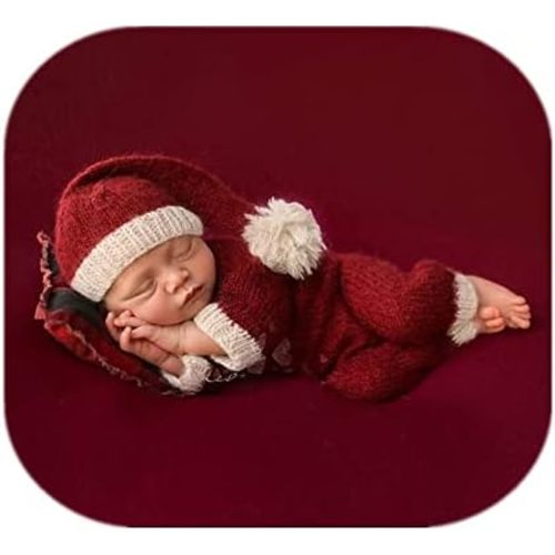 Coberllus Christmas Newborn Photography Props Christmas Outfits Baby Photo Props Xmas Santa Claus Photo Shoot Hat Red