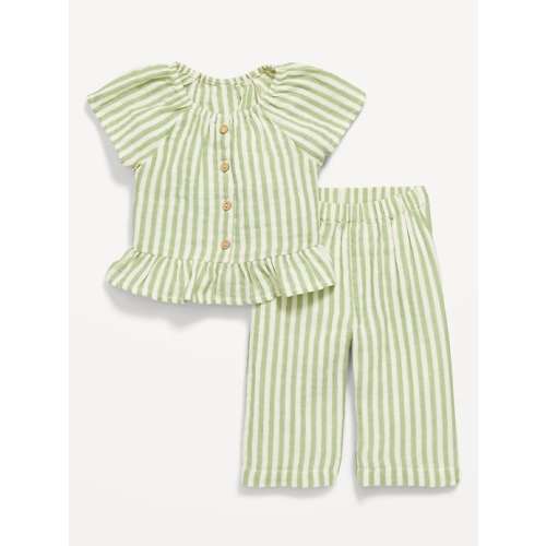 Flutter-Sleeve Top and Wide-Leg Pants Set for Baby
