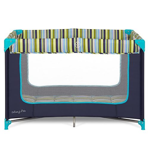 Dream On Me Zodiak Baby Playard, Breathable Mesh Sides, Soft Comfortable Mattress, Quick & Easy to Fold with Travel Carry Bag, Compact Space Saving Design - Navy