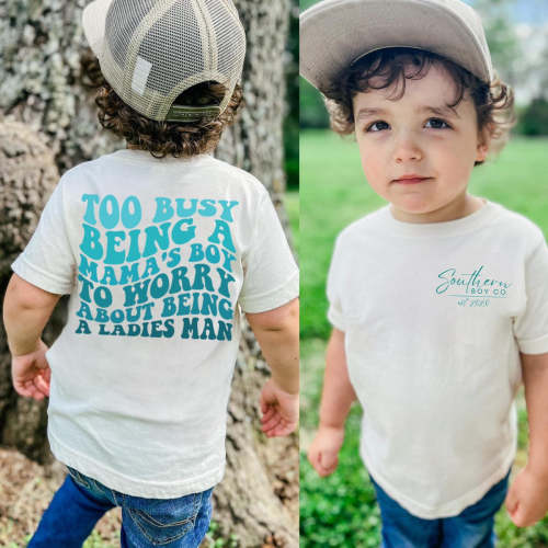 (BOY) Busy Being A Mama’s Boy Short Sleeve Kids Tee